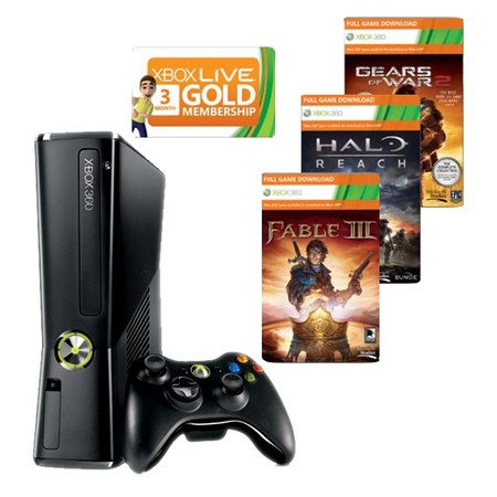 Microsoft Xbox 360 250GB + GoW 2 + Halo Reach + Fable 3 + 3M Live